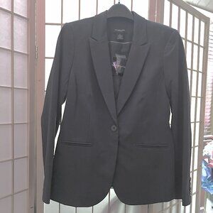 Liz Claiborne Career 1-button essential blazer jacket charcoal gray Women sz 6